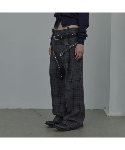LCDC TM（エルシーディーシーティーエム）の「BELTED TAILORED TROUSERS_CHECKED (BROWN)（スラックス・レディース・その他・SMALL/MEDIUM）」の6枚目の写真