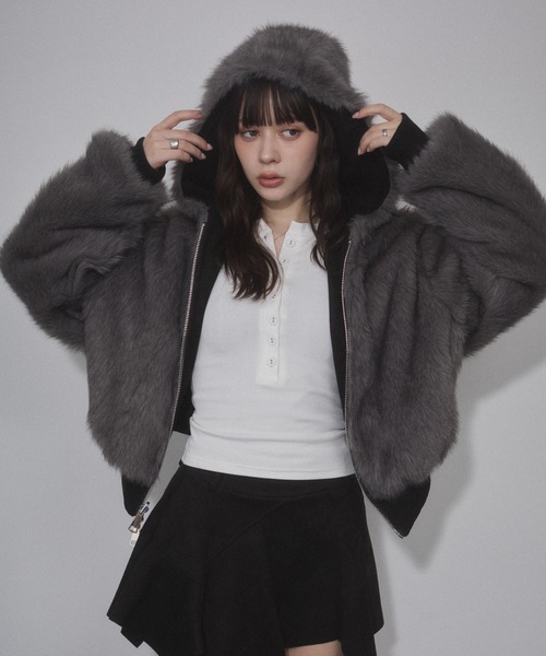 ENVYM（アンビー）の「リバーシブルスウェードファーブルゾン（その他アウター・レディース・ブラック/カーキ・FREE）」の9枚目の写真