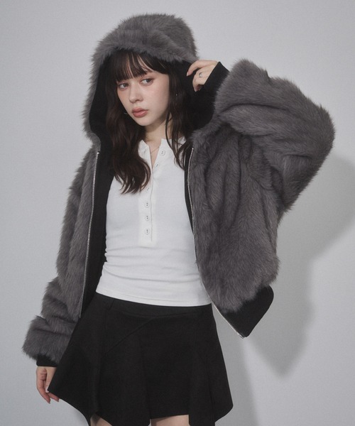 ENVYM（アンビー）の「リバーシブルスウェードファーブルゾン（その他アウター・レディース・ブラック/カーキ・FREE）」の10枚目の写真