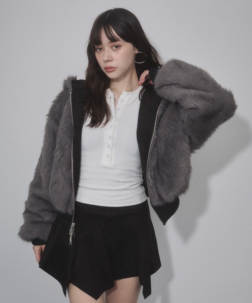 ENVYM（アンビー）の「リバーシブルスウェードファーブルゾン（その他アウター・レディース・ブラック/カーキ・FREE）」の12枚目の写真