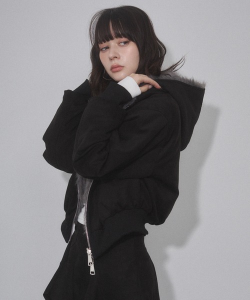 ENVYM（アンビー）の「リバーシブルスウェードファーブルゾン（その他アウター・レディース・ブラック/カーキ・FREE）」の5枚目の写真