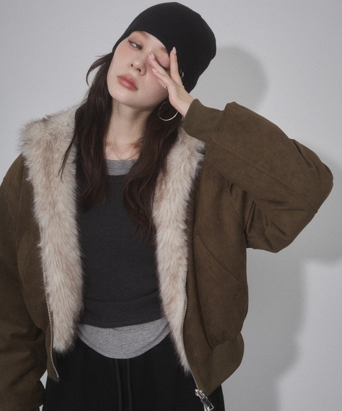 ENVYM（アンビー）の「リバーシブルスウェードファーブルゾン（その他アウター・レディース・ブラック/カーキ・FREE）」の22枚目の写真