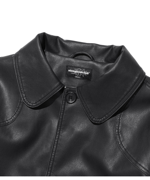 NICE GHOST CLUB（ナイスゴーストクラブ）の「PU LEATHER WORK CAR COAT_BLACK(NG2FFUB840A)（ライダースジャケット・レディース・ブラック・LARGE/SMALL/MEDIUM）」の3枚目の写真