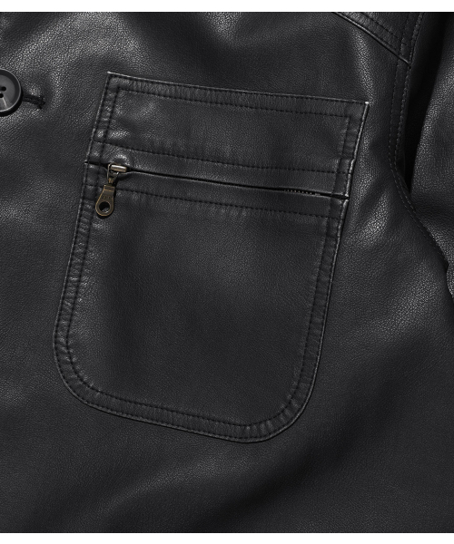 NICE GHOST CLUB（ナイスゴーストクラブ）の「PU LEATHER WORK CAR COAT_BLACK(NG2FFUB840A)（ライダースジャケット・レディース・ブラック・LARGE/SMALL/MEDIUM）」の4枚目の写真