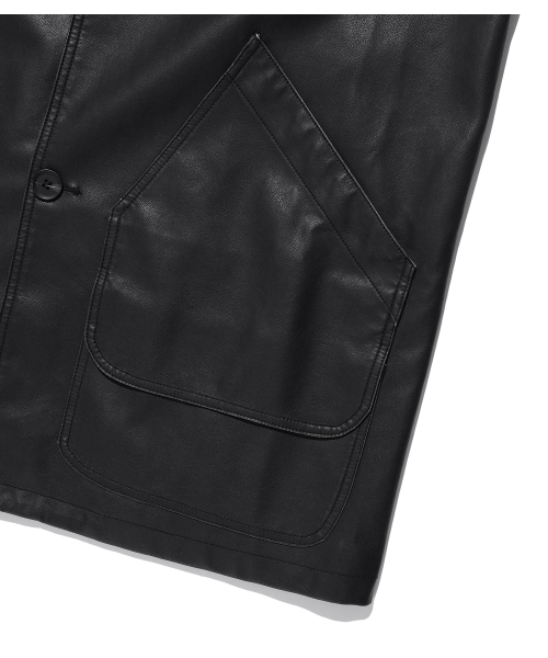 NICE GHOST CLUB（ナイスゴーストクラブ）の「PU LEATHER WORK CAR COAT_BLACK(NG2FFUB840A)（ライダースジャケット・レディース・ブラック・LARGE/SMALL/MEDIUM）」の5枚目の写真