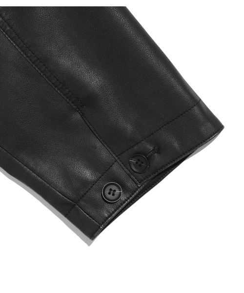 NICE GHOST CLUB（ナイスゴーストクラブ）の「PU LEATHER WORK CAR COAT_BLACK(NG2FFUB840A)（ライダースジャケット・レディース・ブラック・LARGE/SMALL/MEDIUM）」の7枚目の写真