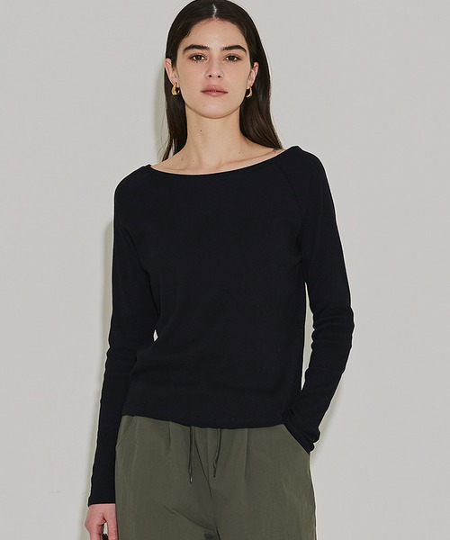 coca(coca)(コカ)の「ボートネックカットソー(Tシャツ/カットソー・レディース・ブラック/ホワイト・L/M/S)」の1枚目の写真