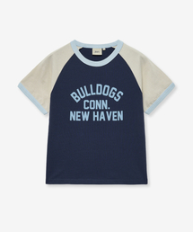 ウィメンズブルドッグラグランリンガーTシャツ_ネイビー