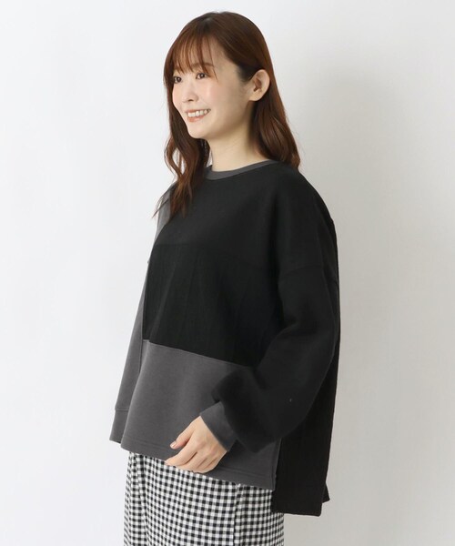 one'sterrace(ワンズテラス)の「ケーブルニットソードッキングプルオーバー(Tシャツ/カットソー・レディース・アイボリー系8/ブラック系8/グレー系4・02)」の2枚目の写真