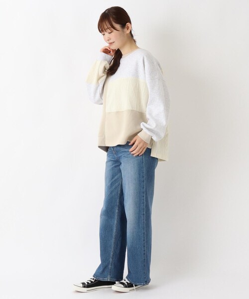one'sterrace(ワンズテラス)の「ケーブルニットソードッキングプルオーバー(Tシャツ/カットソー・レディース・アイボリー系8/ブラック系8/グレー系4・02)」の12枚目の写真