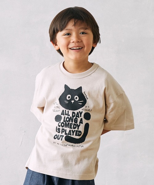 FOV（フォブ）の「FOV/フォブ F/B CAT Tシャツ（Tシャツ/カットソー・キッズ・チャコールグレー/ホワイト/ベージュ系その他・90cm/100cm/110cm/120cm/130cm）」の3枚目の写真