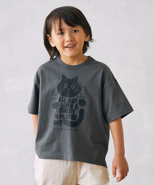 FOV（フォブ）の「FOV/フォブ F/B CAT Tシャツ（Tシャツ/カットソー・キッズ・チャコールグレー/ホワイト/ベージュ系その他・90cm/100cm/110cm/120cm/130cm）」の2枚目の写真