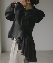 210nouve（トゥージュヌーブ）の「異素材  ドッキング フーディ/パーカー（パーカー）」