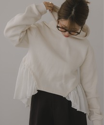 210nouve（トゥージュヌーブ）の「異素材  ドッキング フーディ/パーカー（パーカー）」