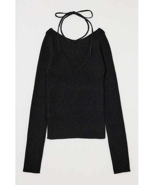 MOUSSY(マウジー)の「GLITTER TIE KNIT トップス(ニット/セーター・レディース・レッド/ブラック/アイボリー・FREE)」の3枚目の写真