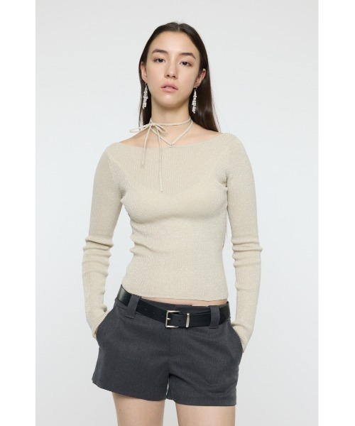 MOUSSY(マウジー)の「GLITTER TIE KNIT トップス(ニット/セーター・レディース・レッド/ブラック/アイボリー・FREE)」の5枚目の写真