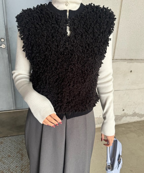 AMERI UND COMPACT BOA KNIT VESTブラックF新品 UND COMPACT BOA KNIT VEST（ベスト）｜Ameri（アメリ）のファッション