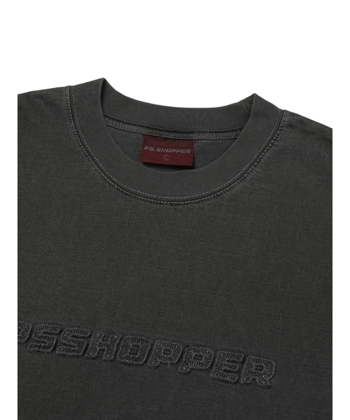 PSSHOPPER（ピーエスショッパ）の「ピグメントヴィンテージカッティングロゴ半袖Tシャツ[ダークグレー]（Tシャツ/カットソー・メンズ・その他・MEDIUM/LARGE/X-LARGE）」の4枚目の写真