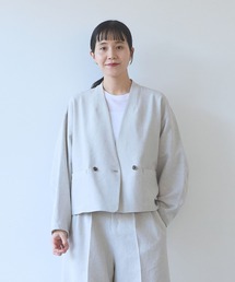 △Linen/Polyester double cocoon short ジャケット