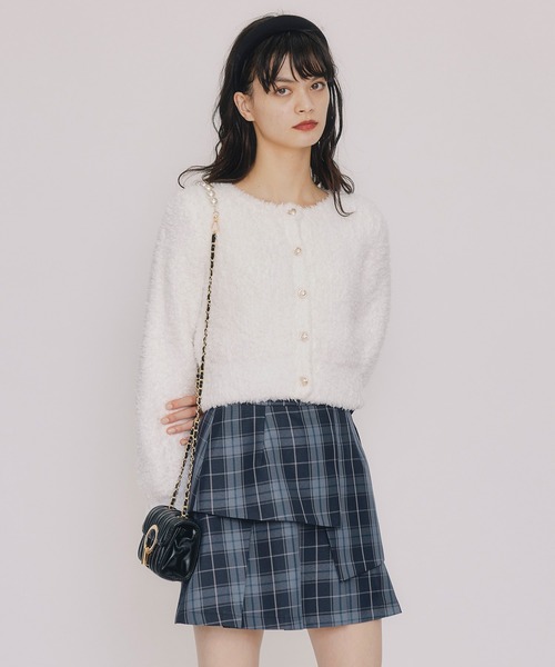 REDYAZEL（レディアゼル）の「フラッフィブークレシャギーニットカーディガン（カーディガン/ボレロ・レディース・ベージュ/オフホワイト/ブラック/サックスブルー・FREE）」の15枚目の写真