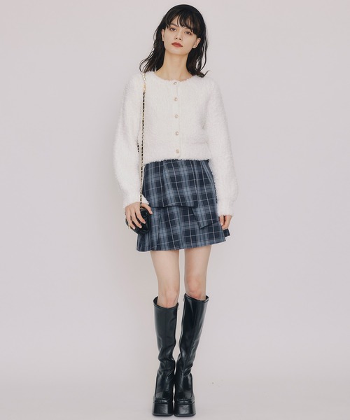 REDYAZEL（レディアゼル）の「フラッフィブークレシャギーニットカーディガン（カーディガン/ボレロ・レディース・ベージュ/オフホワイト/ブラック/サックスブルー・FREE）」の18枚目の写真