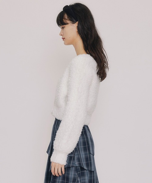 REDYAZEL（レディアゼル）の「フラッフィブークレシャギーニットカーディガン（カーディガン/ボレロ・レディース・ベージュ/オフホワイト/ブラック/サックスブルー・FREE）」の20枚目の写真