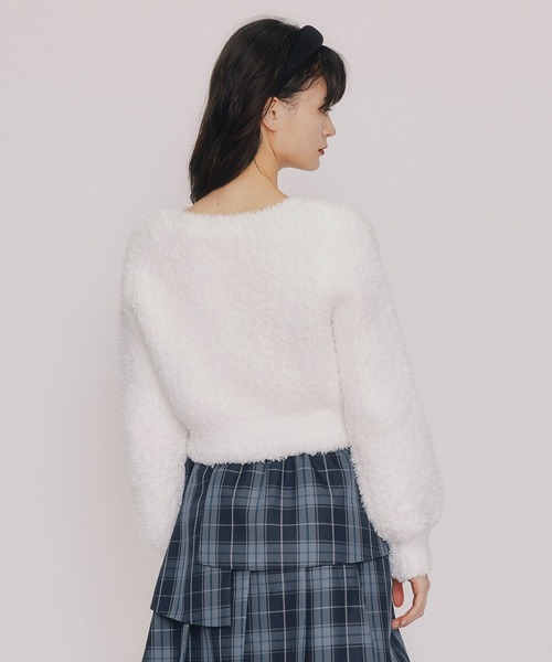 REDYAZEL（レディアゼル）の「フラッフィブークレシャギーニットカーディガン（カーディガン/ボレロ・レディース・ベージュ/オフホワイト/ブラック/サックスブルー・FREE）」の21枚目の写真