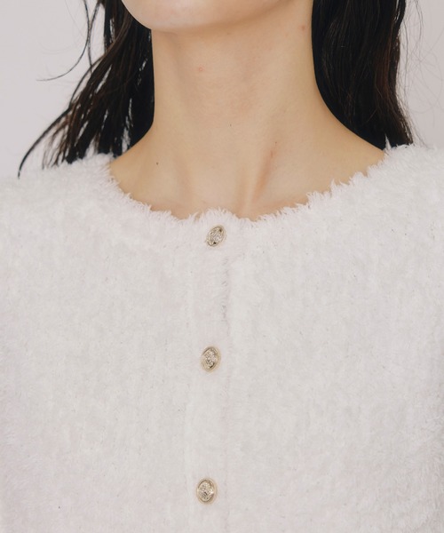 REDYAZEL（レディアゼル）の「フラッフィブークレシャギーニットカーディガン（カーディガン/ボレロ・レディース・ベージュ/オフホワイト/ブラック/サックスブルー・FREE）」の22枚目の写真