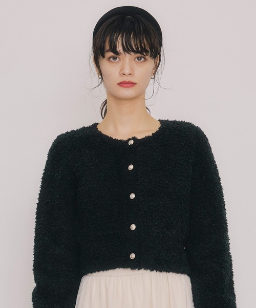 REDYAZEL（レディアゼル）の「フラッフィブークレシャギーニットカーディガン（カーディガン/ボレロ・レディース・ベージュ/オフホワイト/ブラック/サックスブルー・FREE）」の9枚目の写真