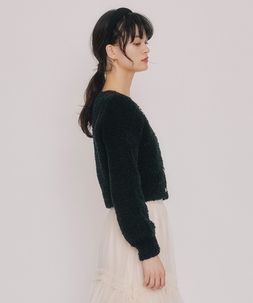 REDYAZEL（レディアゼル）の「フラッフィブークレシャギーニットカーディガン（カーディガン/ボレロ・レディース・ベージュ/オフホワイト/ブラック/サックスブルー・FREE）」の10枚目の写真