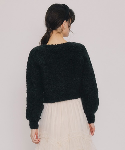 REDYAZEL（レディアゼル）の「フラッフィブークレシャギーニットカーディガン（カーディガン/ボレロ・レディース・ベージュ/オフホワイト/ブラック/サックスブルー・FREE）」の11枚目の写真