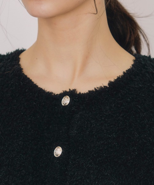 REDYAZEL（レディアゼル）の「フラッフィブークレシャギーニットカーディガン（カーディガン/ボレロ・レディース・ベージュ/オフホワイト/ブラック/サックスブルー・FREE）」の12枚目の写真