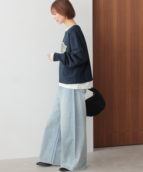 JOURNAL STANDARD relume(ジャーナルスタンダード レリューム)の「クロップドフロッキーロゴスウェット(スウェット・レディース・ネイビー/アイボリー/グレー・FREE)」の20枚目の写真