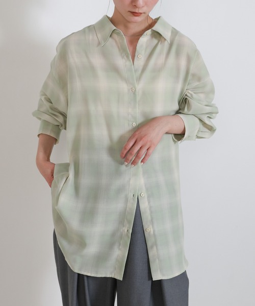 select MOCA（セレクトモカ）の「チェックシアーオーバーシャツ（シャツ/ブラウス・レディース・オフホワイト/カーキ/ブラック・FREE）」の17枚目の写真
