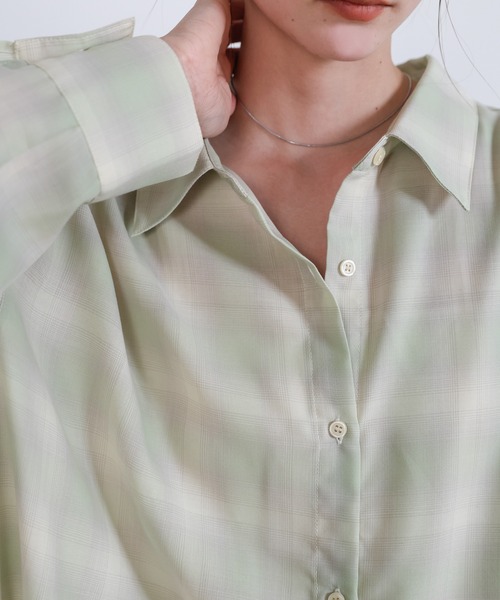 select MOCA（セレクトモカ）の「チェックシアーオーバーシャツ（シャツ/ブラウス・レディース・オフホワイト/カーキ/ブラック・FREE）」の14枚目の写真