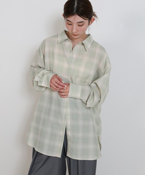 select MOCA（セレクトモカ）の「チェックシアーオーバーシャツ（シャツ/ブラウス・レディース・オフホワイト/カーキ/ブラック・FREE）」の11枚目の写真