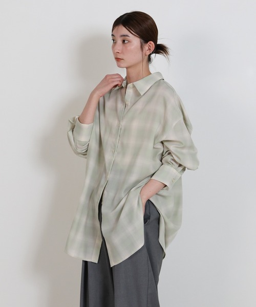 select MOCA（セレクトモカ）の「チェックシアーオーバーシャツ（シャツ/ブラウス・レディース・オフホワイト/カーキ/ブラック・FREE）」の15枚目の写真