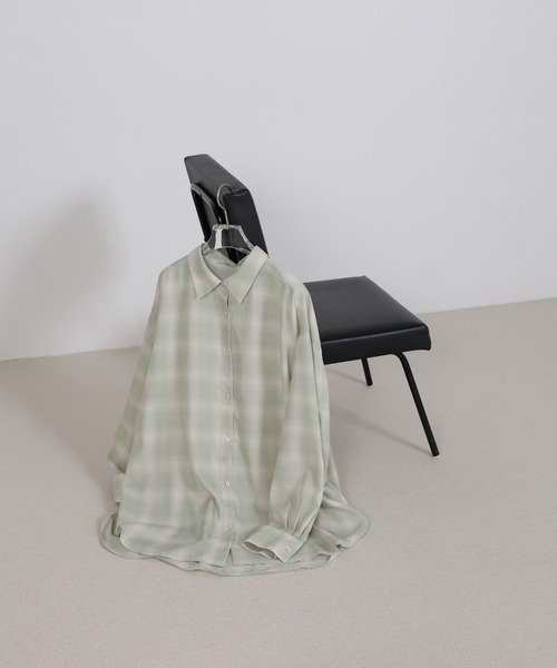 select MOCA（セレクトモカ）の「チェックシアーオーバーシャツ（シャツ/ブラウス・レディース・オフホワイト/カーキ/ブラック・FREE）」の18枚目の写真