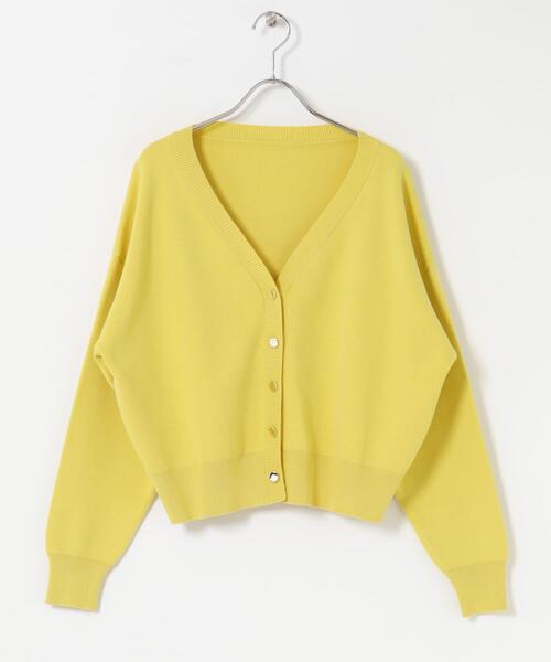 ITEMS URBANRESEARCH（アイテムズ アーバンリサーチ）の「『イージーケア』スウェットライクVネックカーディガン(楽着シリーズ)（ニット/セーター・レディース・ネイビー/パープル系その他/オフホワイト/イエロー系その他・FREE）」の7枚目の写真