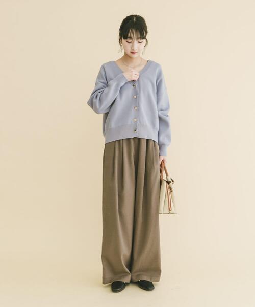 ITEMS URBANRESEARCH（アイテムズ アーバンリサーチ）の「『イージーケア』スウェットライクVネックカーディガン（ニット/セーター・レディース・ネイビー/パープル系その他/オフホワイト/イエロー系その他・FREE）」の18枚目の写真