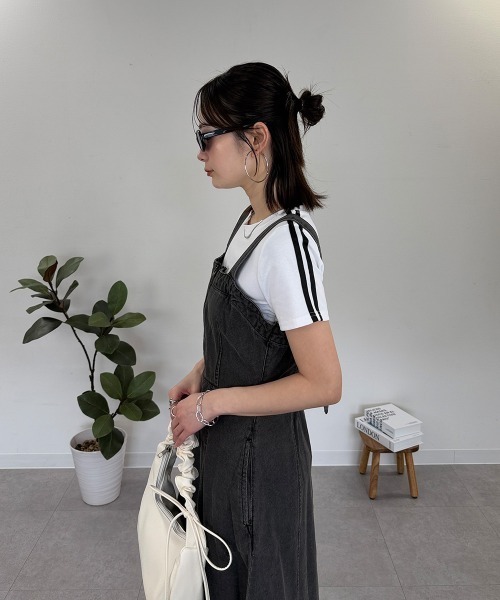 mellomela.(メロメラ)の「フロントZIPジャンパースカート(ワンピース・レディース・グレー系その他6/ダークネイビー・M-L)」の7枚目の写真