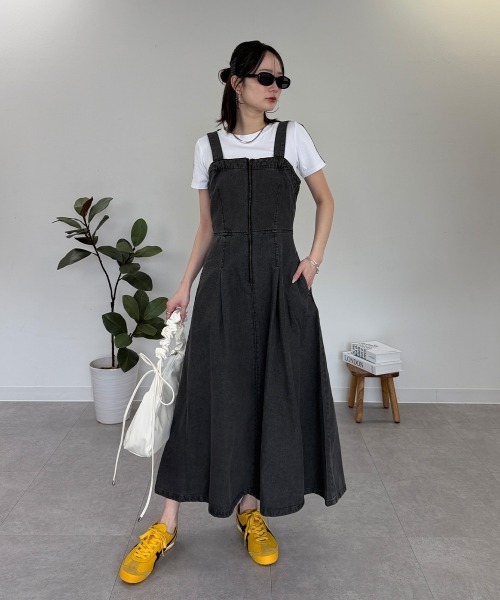 mellomela.(メロメラ)の「フロントZIPジャンパースカート(ワンピース・レディース・グレー系その他6/ダークネイビー・M-L)」の8枚目の写真