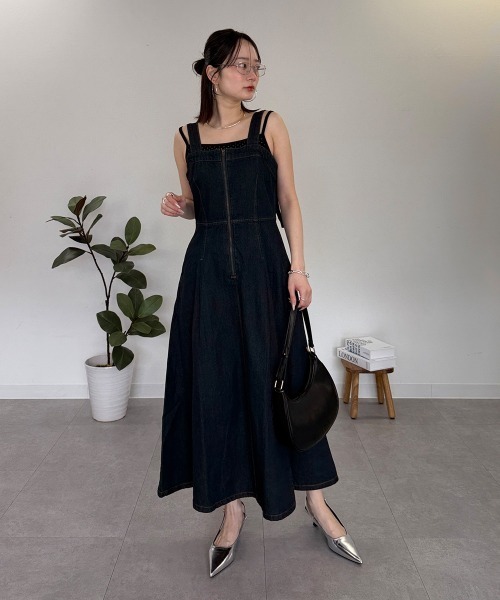 mellomela.(メロメラ)の「フロントZIPジャンパースカート(ワンピース・レディース・グレー系その他6/ダークネイビー・M-L)」の14枚目の写真