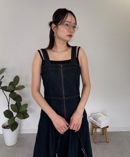 mellomela.(メロメラ)の「フロントZIPジャンパースカート(ワンピース・レディース・グレー系その他6/ダークネイビー・M-L)」の11枚目の写真