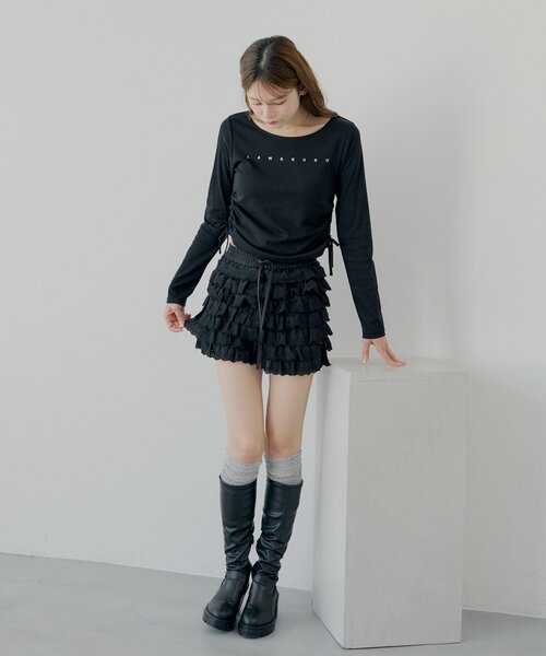 Chico(チコ)の「ラインストーンロゴロンT(Tシャツ/カットソー・レディース・グレー/ブラック/アイボリー/ピンク・FREE)」の13枚目の写真