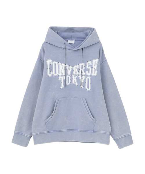 CONVERSE TOKYO(コンバーストウキョウ)の「LOGO PRINT HOTFIX HOODIE(パーカー・レディース・ブラック/グレー/サックスブルー・SMALL/MEDIUM)」の3枚目の写真