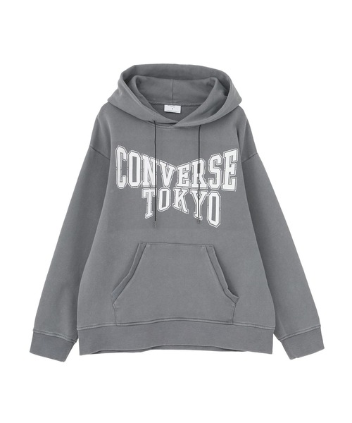 CONVERSE TOKYO(コンバーストウキョウ)の「LOGO PRINT HOTFIX HOODIE(パーカー・レディース・ブラック/グレー/サックスブルー・SMALL/MEDIUM)」の12枚目の写真