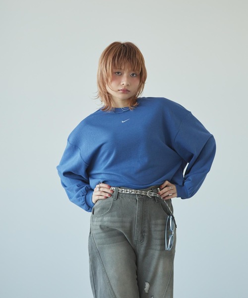 ナイキ スポーツウェア チル テリー ウィメンズ オーバーサイズド フレンチ テリー クルーネック スウェットシャツ / Nike Sports Chill Terry Women´s Oversized French Terry Crew-Neck Sweatshirt IF0229-461 Mystic Navy