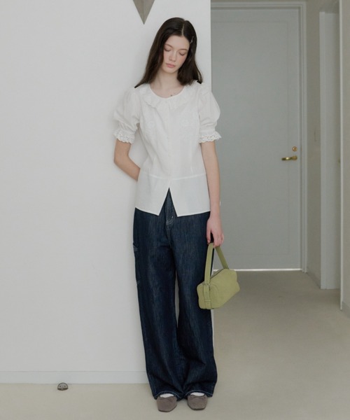 GIUNON（ジウノン）の「wide stitch adjustable denim / ワイドステッチアジャスタブルデニム（デニムパンツ・レディース・ブルー/ブラック・1/0）」の17枚目の写真