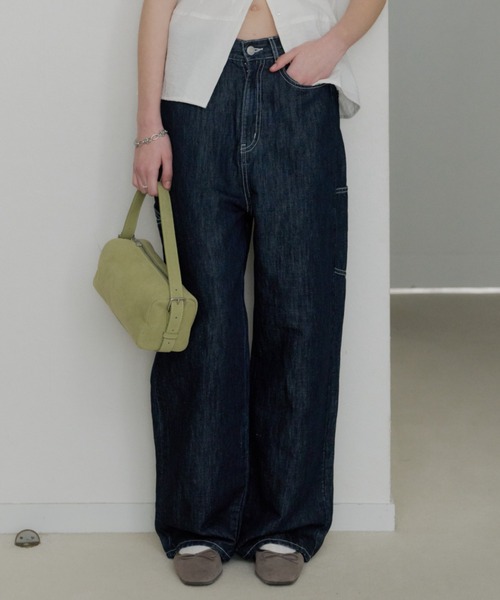 GIUNON（ジウノン）の「wide stitch adjustable denim / ワイドステッチアジャスタブルデニム（デニムパンツ・レディース・ブルー/ブラック・1/0）」の22枚目の写真